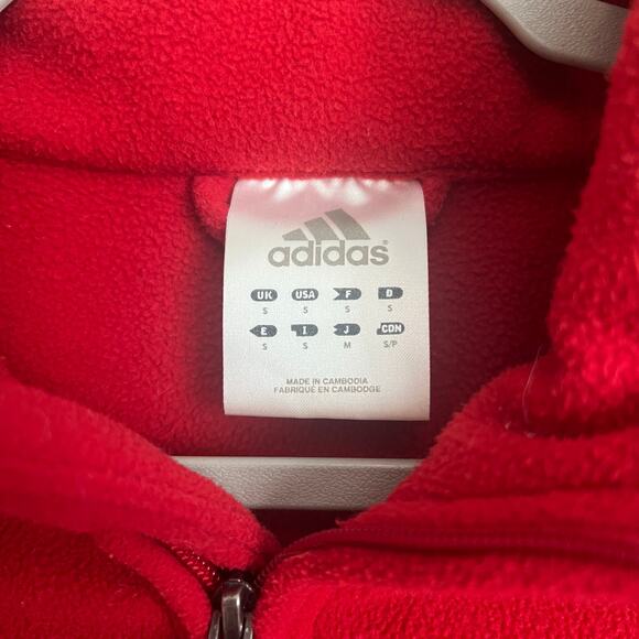 Adidas Climawarm 1/4 Zip Fleece Pullover Small Fits L/XL Red Softball Eagle Red - Picture 2 of 9